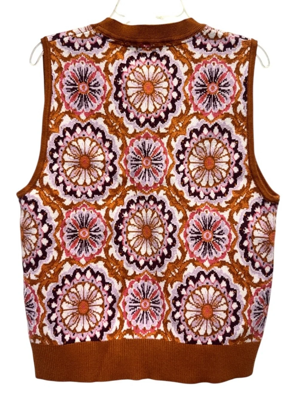 Anthropologie Maeve Floral Jacquard V-Neck Sweater Vest Medium